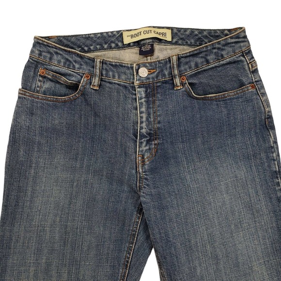Vtg Gap Boot Cut Capris Jeans 10 Womens Blue Stretch Y2K - Picture 7 of 10